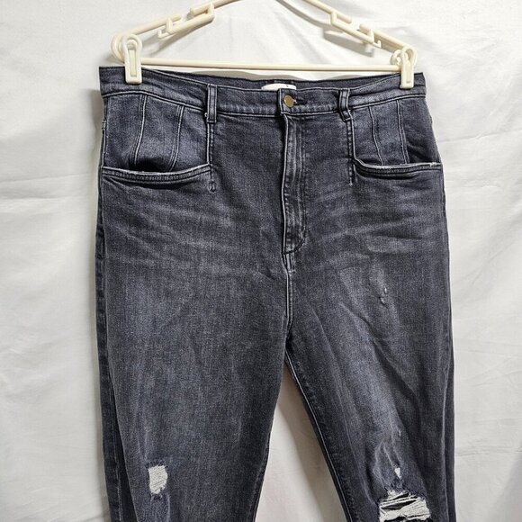 Favorite Daughter Jordie Charcoal Gray Distressed Jeans Size 34 Stretch Cotton - Picture 6 of 16